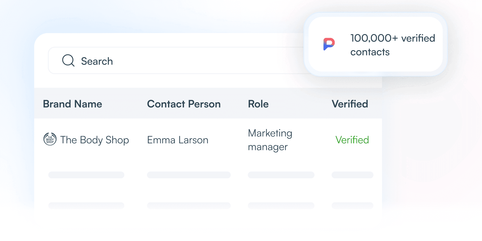 Search 100K+ Brand Contacts